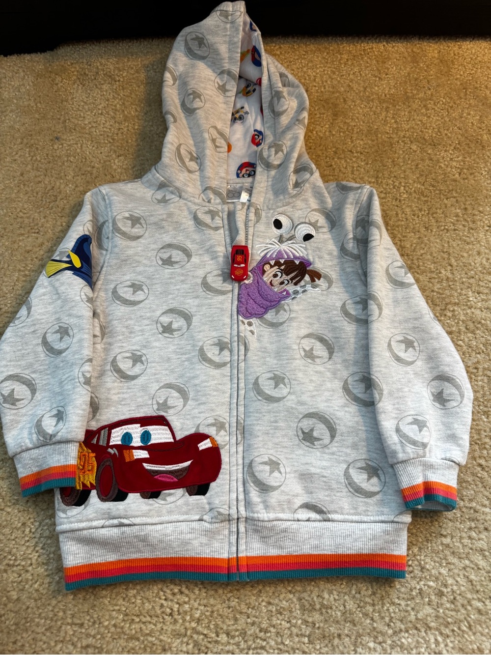 Disney 100 Boys 6 Full Zip Character Hoodie Jacket McQueen Pixar Long Sleeve